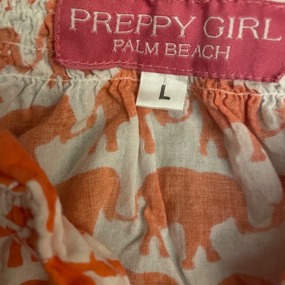C. Orrico Preppy Girl Top Orange White Elephant Size Large - Picture 2 of 4